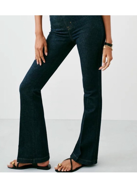 SPANX Denim - SPANX EveryWear Pull-On Flare Jeans Tall XL Dark Indigo Raw Tummy Control 21266T